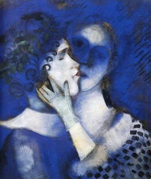 Marc Chagall Painting - Los amantes azules contemporáneo Marc Chagall